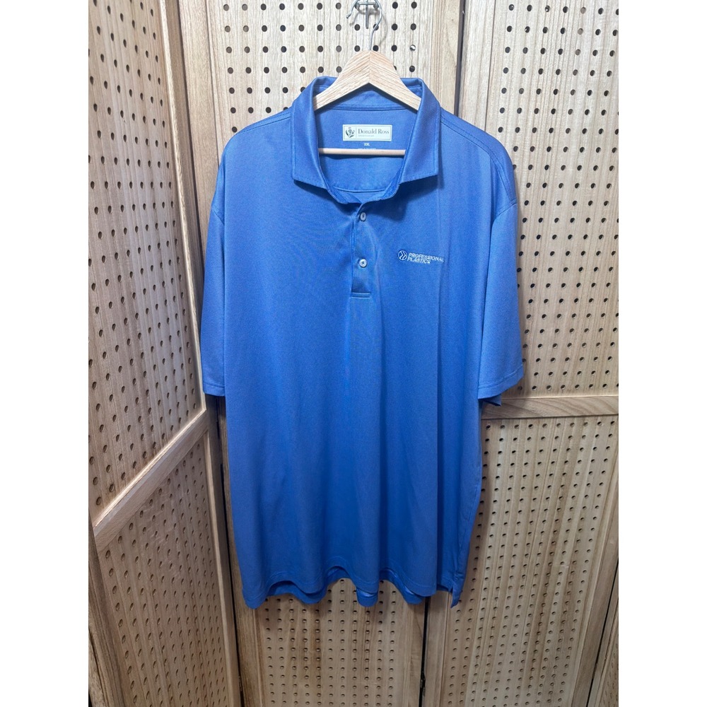 Donald Ross Sportswear Mens XXL Blue Polo‎ Shirt Professional Plastics Golf Logo